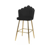 LUIGI - Prošívaný sametový jídelní / kancelářský stolička s pozlacenými chromovými nohami - černá