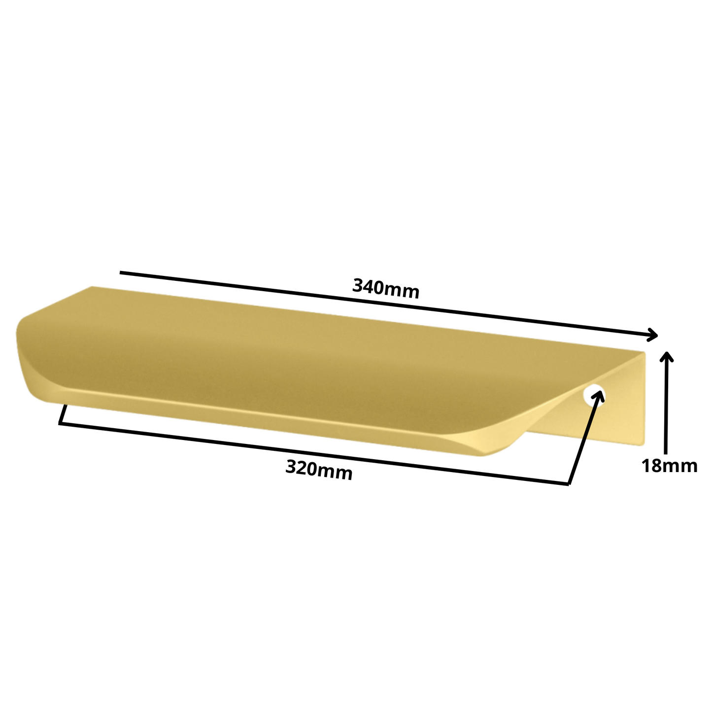 Hranový úchytný profil UA02 320 mm (celková délka 340 mm) - zlatá