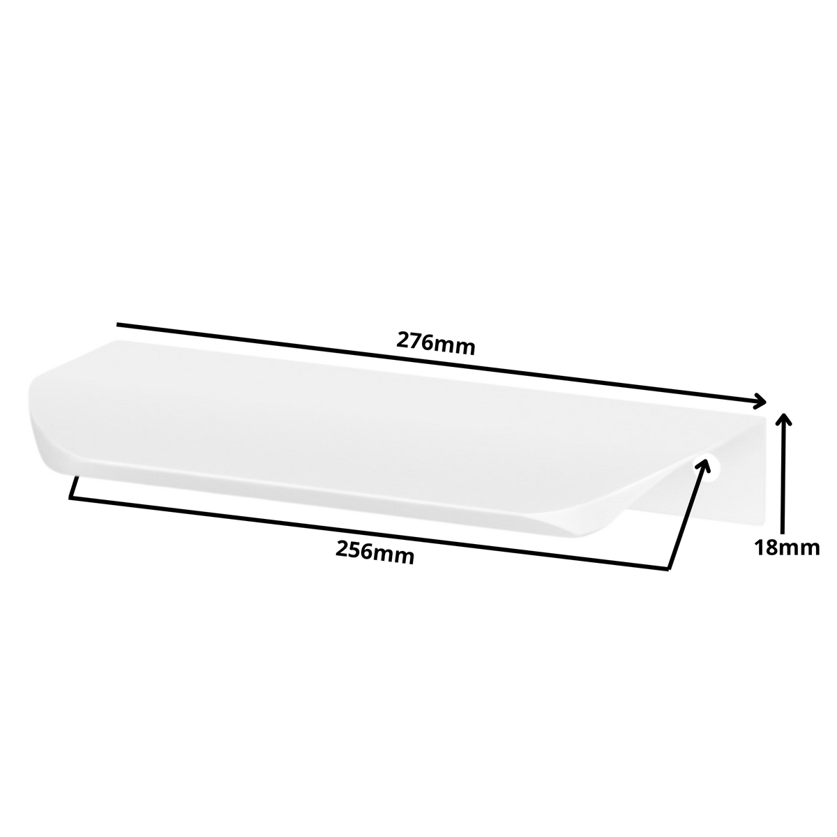 Hranový úchytný profil UA02 256 mm (celková délka 276 mm) - bílá