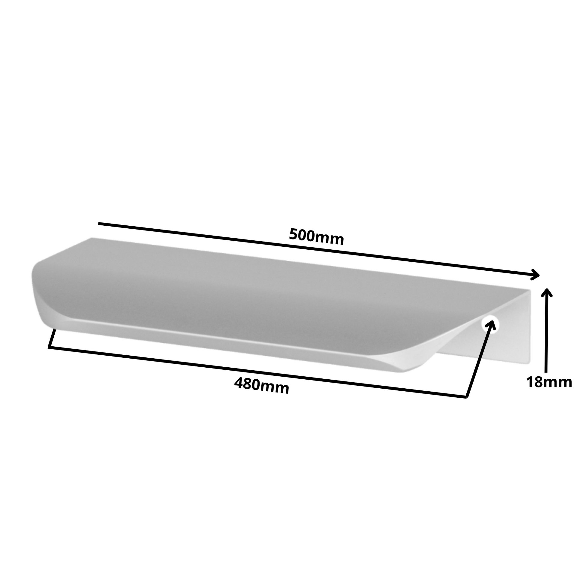 Hranový úchytný profil UA02 480 mm (celková délka 500 mm) - hliník