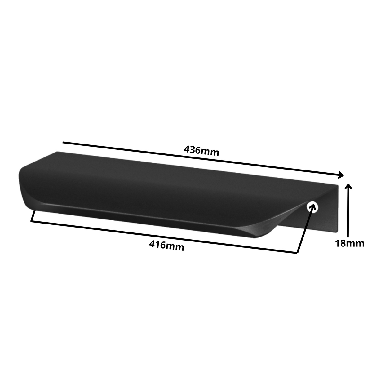 Hranový úchytný profil UA02 416 mm (celková délka 436 mm) - matná černá