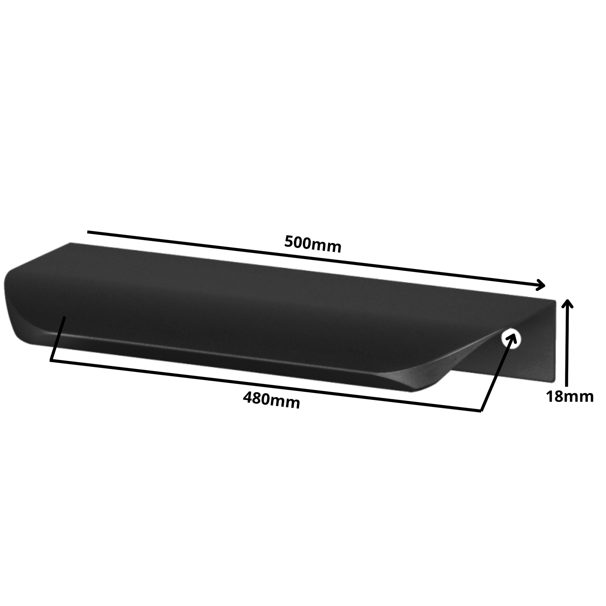 Profilová rukojeť Edge Grip UA02 480 mm (celková délka 500 mm) - matná černá