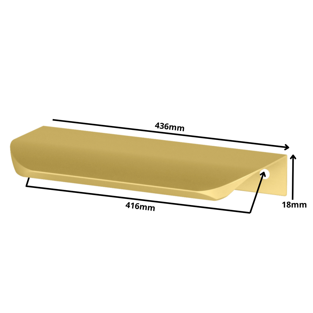 Hranový úchytný profil UA02 416 mm (celková délka 436 mm) - zlatá