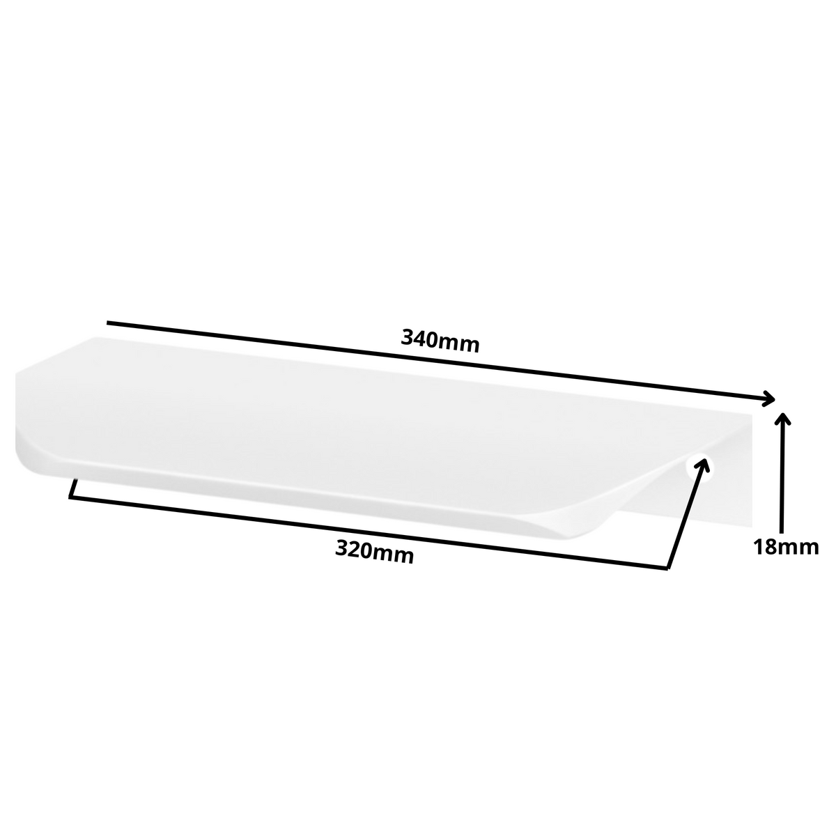 Hranový úchytný profil UA02 320 mm (celková délka 340 mm) - bílá