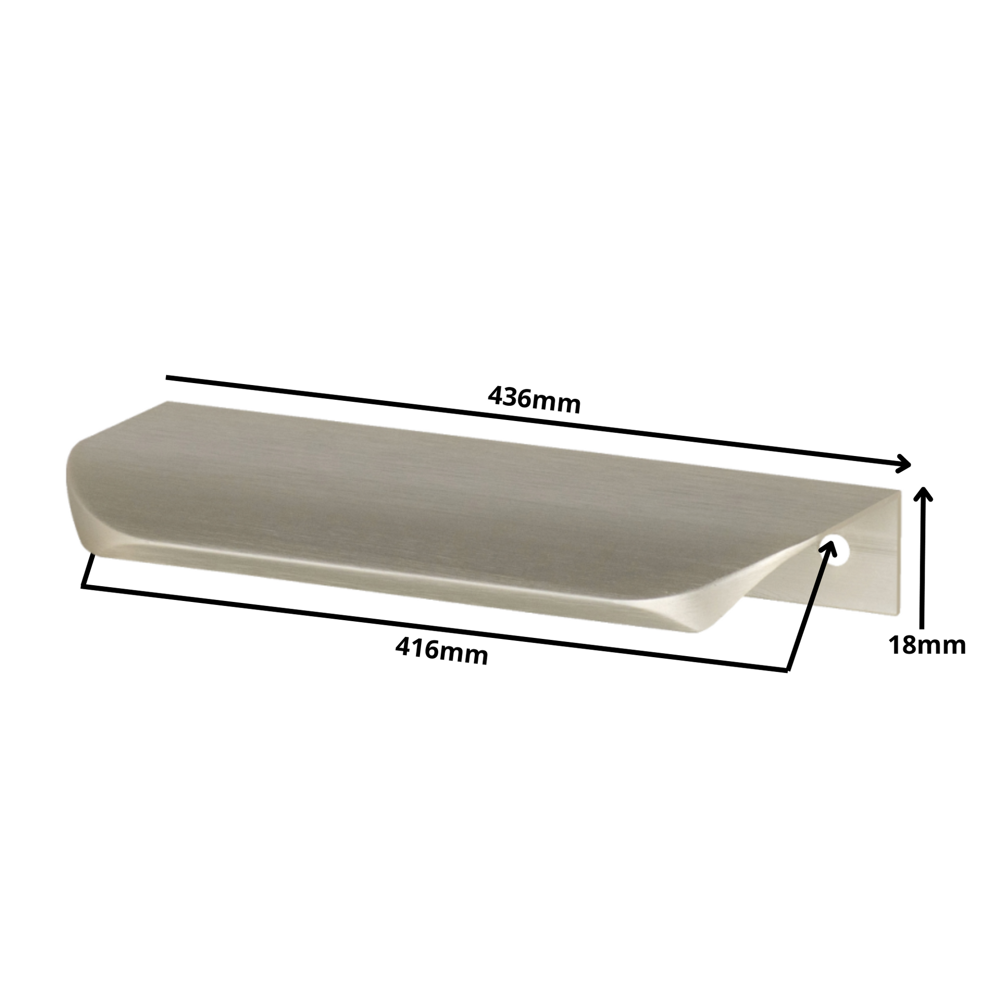Hranový úchytný profil UA02 416 mm (celková délka 436 mm) - kartáčovaná nerezová ocel