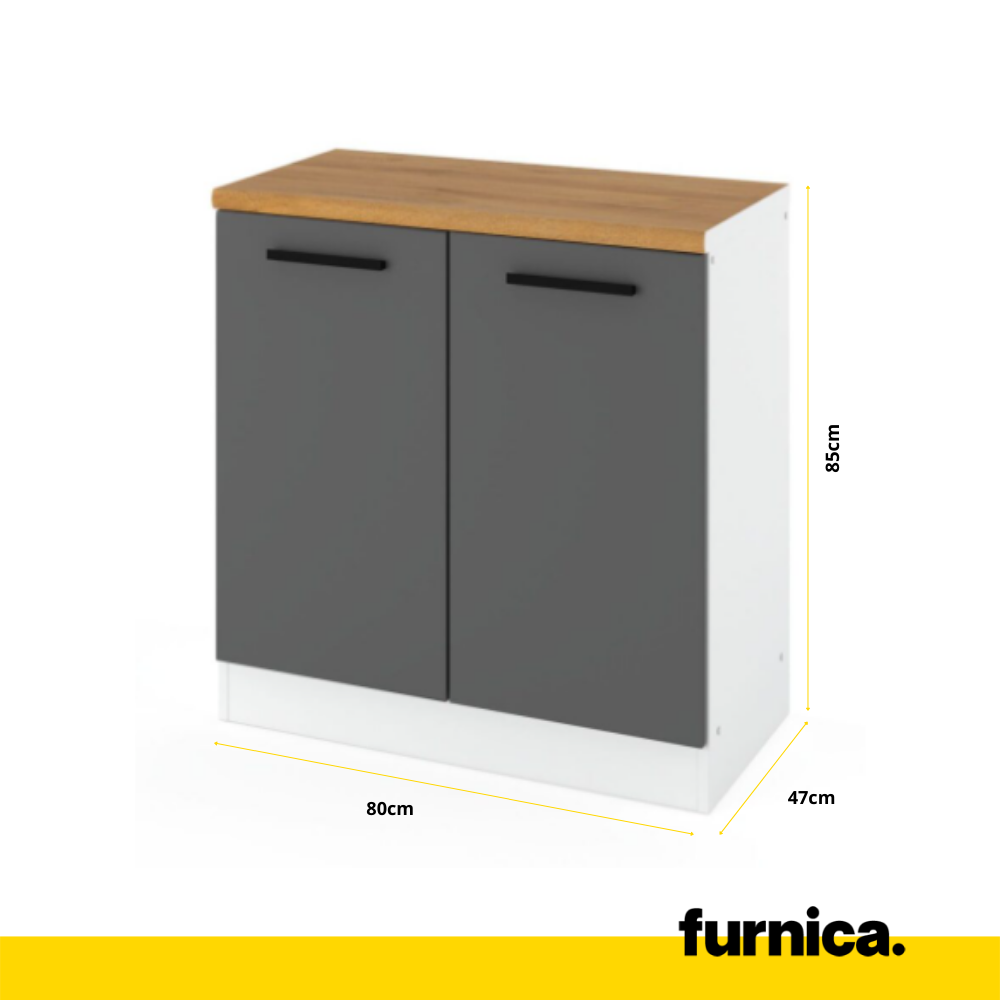 RENO - Kuchyňská sestava - Bílý mat s pracovní deskou - 8 jednotek - 260 cm