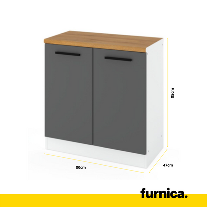 RENO - Kuchyňská sestava - Bílý mat s pracovní deskou - 8 jednotek - 260 cm
