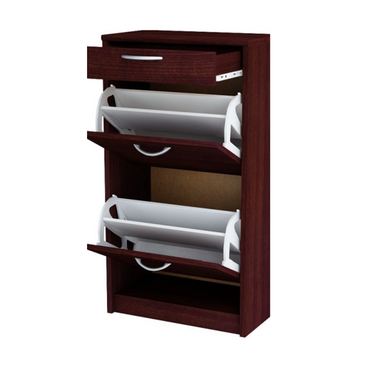 JULIA - Botník na boty s 1 šuplíkem a 2 úložnými poličkami - Wenge H92cm W50cm D28cm