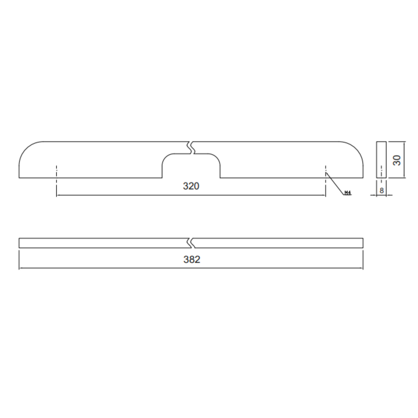 Nábytková rukojeť 320mm U084 - chrom (2) – Furnica