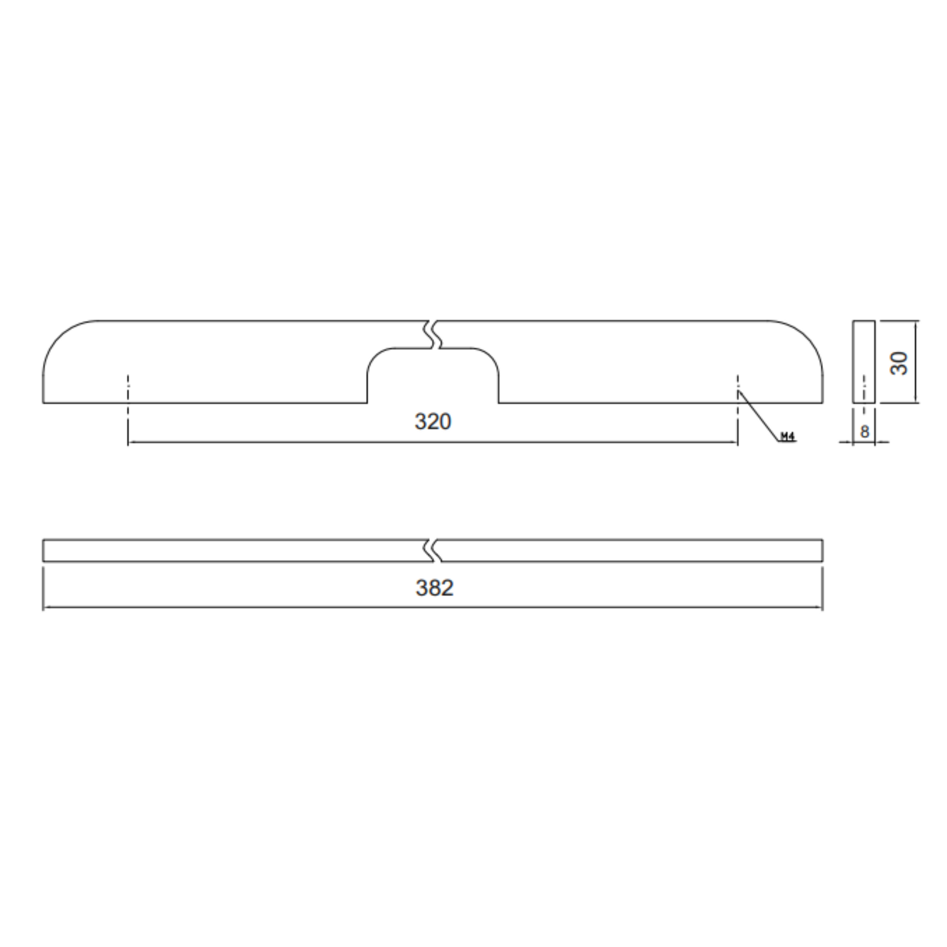 Nábytková rukojeť 320mm U084 - chrom (2) – Furnica