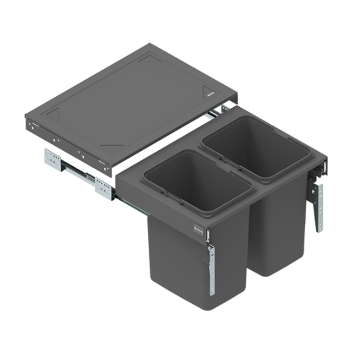 Výsuvný odpadkový koš na tříděný odpad - 2x15 l nebo 2x20 l - skříňka 60 cm