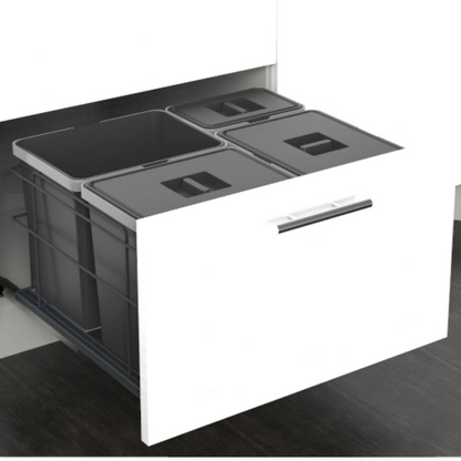 Koš na tříděný odpad s tlumeným zavíráním - 3x15 l + 1x6 l - skříňka 60 cm