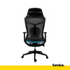 FILIPPO II - Kancelářská židle potažená vysoce kvalitním mikrosíťovým materiálem - černá/modrá H129cm W68cm