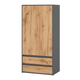 JOELLE - Skříň se 2 dveřmi a 2 zásuvkami - Anthracite / Wotan Oak H180cm W90cm D50cm – Furnica