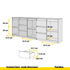 MIKEL - Komoda se 6 šuplíky a 3 dveřmi - Skříň na oblečení do ložnice - Beton / Antracit H75cm W200cm D35cm