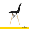 LUCA - Perforovaná plastová jídelní / kancelářská židle s dřevěnými nohami - černá