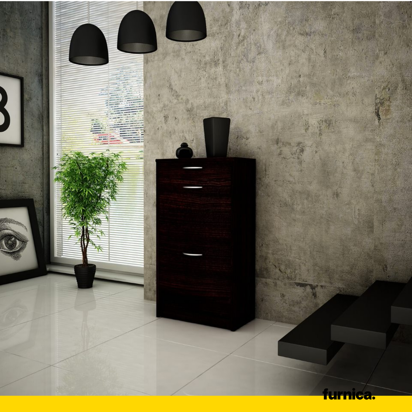 JULIA - Botník na boty s 1 šuplíkem a 2 úložnými poličkami - Wenge H92cm W50cm D28cm
