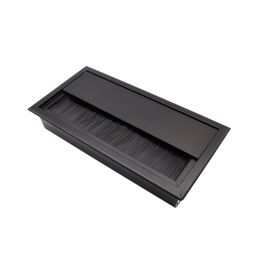 Obdélníkový hliníkový kabelový průchod 160x80mm, černý. – Furnica