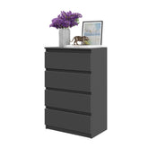 GABRIEL - Komoda se 4 šuplíky - Skříň na oblečení do ložnice - Anthracitová - V92cm Š60cm H33cm