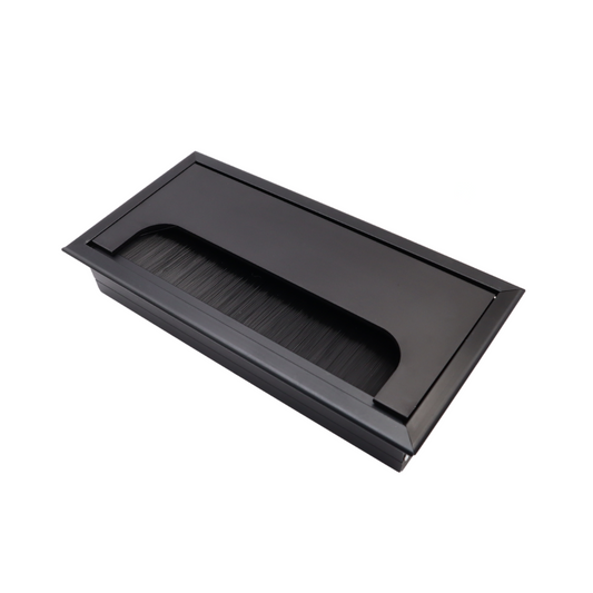 Obdélníkový hliníkový kabelový průchod 160x80mm, černý "Vlna" – Furnica