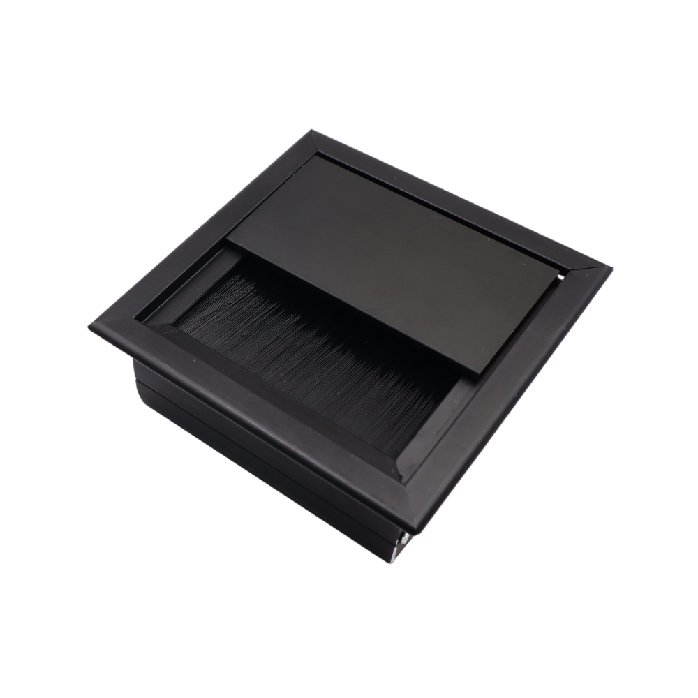 Čtvercový hliníkový kabelový průchod 80x80mm, černý – Furnica