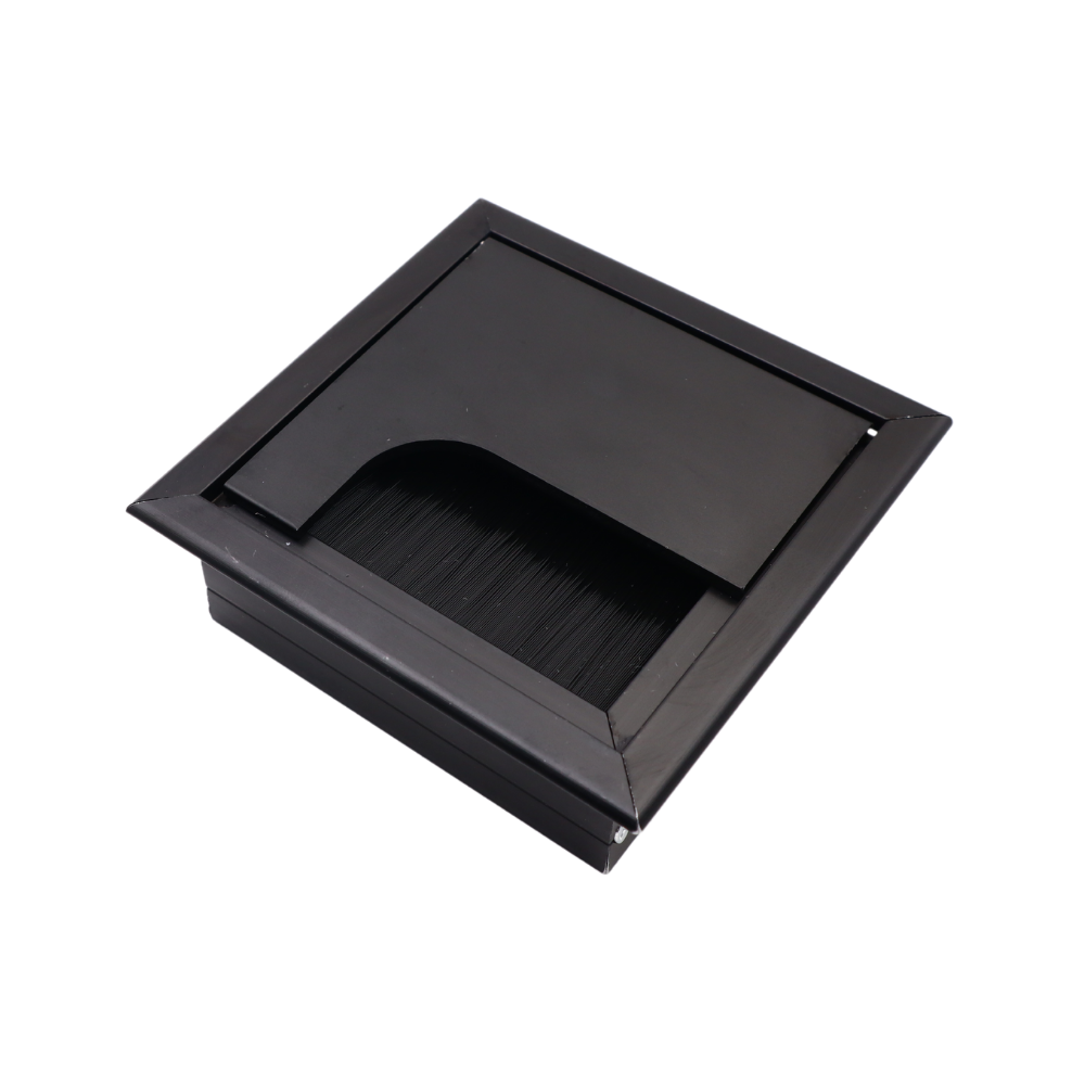 Čtvercový hliníkový kabelový průchod 80x80mm, černý "Vlna" – Furnica