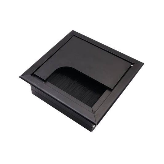 Čtvercový hliníkový kabelový průchod 80x80mm, černý "Vlna" – Furnica