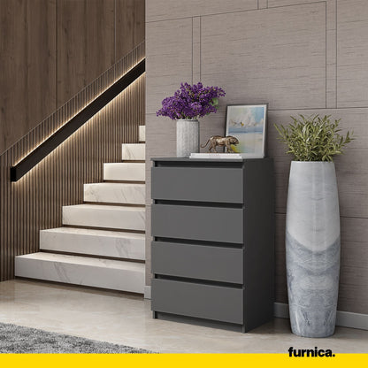GABRIEL - Komoda se 4 šuplíky - Skříň na oblečení do ložnice - Anthracitová - V92cm Š60cm H33cm (3) – Furnica