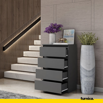 GABRIEL - Komoda se 4 šuplíky - Skříň na oblečení do ložnice - Anthracitová - V92cm Š60cm H33cm (4) – Furnica
