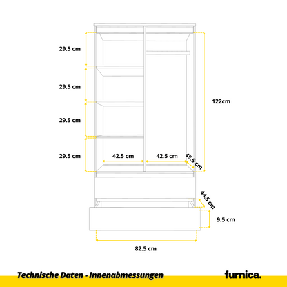 JOELLE - Skříň se 2 dveřmi a 2 zásuvkami - Antracit / Bílá matná - H180cm Š90cm D50cm (6)