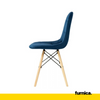 FABRIZIO - Potahovaná žíněnka s dřevěnými nohami pro jídelní / kancelářské židle - tmavě modrá