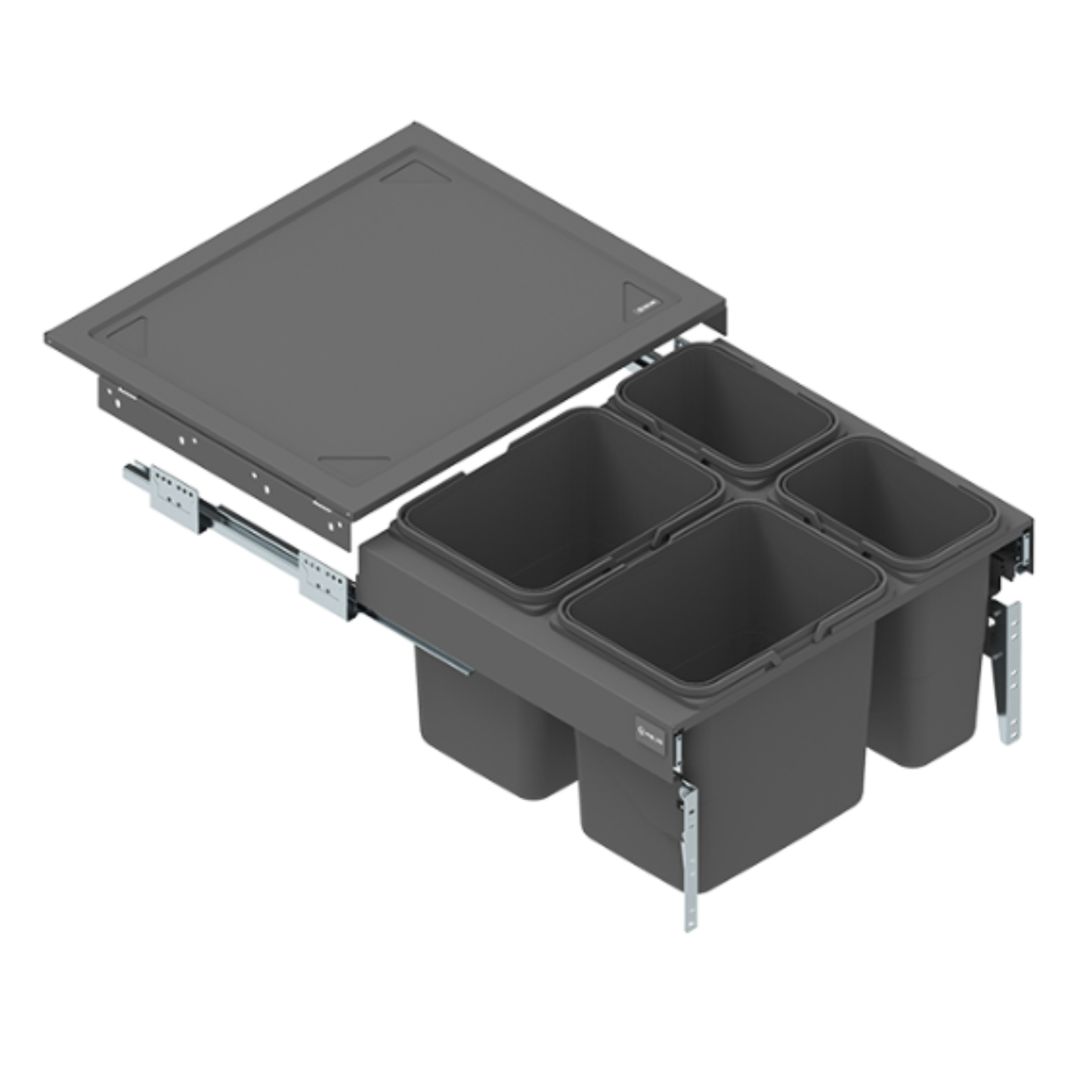 Koš na tříděný odpad s tlumeným zavíráním - 2x15 l + 2x7 l nebo 2x20 l + 2x9 l - skříňka 60 cm