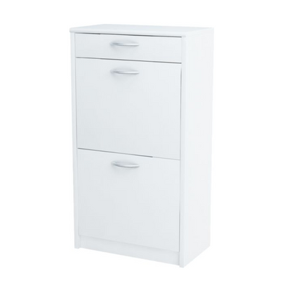 JULIA - Botník na boty s 1 šuplíkem a 2 úložnými prostory - bílý matný povrch H92cm Š50cm H28cm