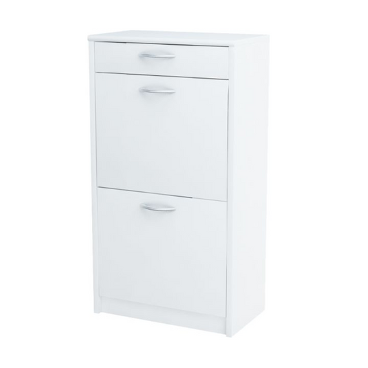 JULIA - Botník na boty s 1 šuplíkem a 2 úložnými prostory - bílý matný povrch H92cm Š50cm H28cm
