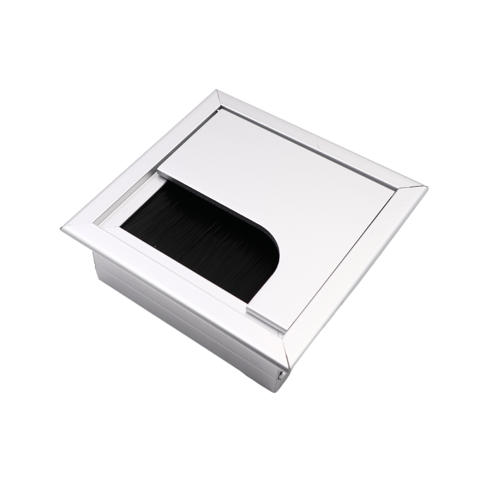 Čtvercový hliníkový kabelový průchod 80x80mm, stříbrný "Vlna" – Furnica