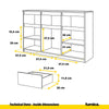 NOAH - Komoda se 3 šuplíky a 3 dveřmi - Skříň na uložení oblečení do ložnice - Anthracit / Bílý lesk H75cm W120cm D35cm