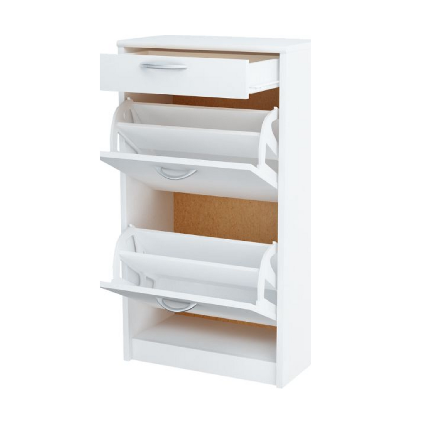 JULIA - Botník na boty s 1 šuplíkem a 2 úložnými prostory - bílý matný povrch H92cm Š50cm H28cm