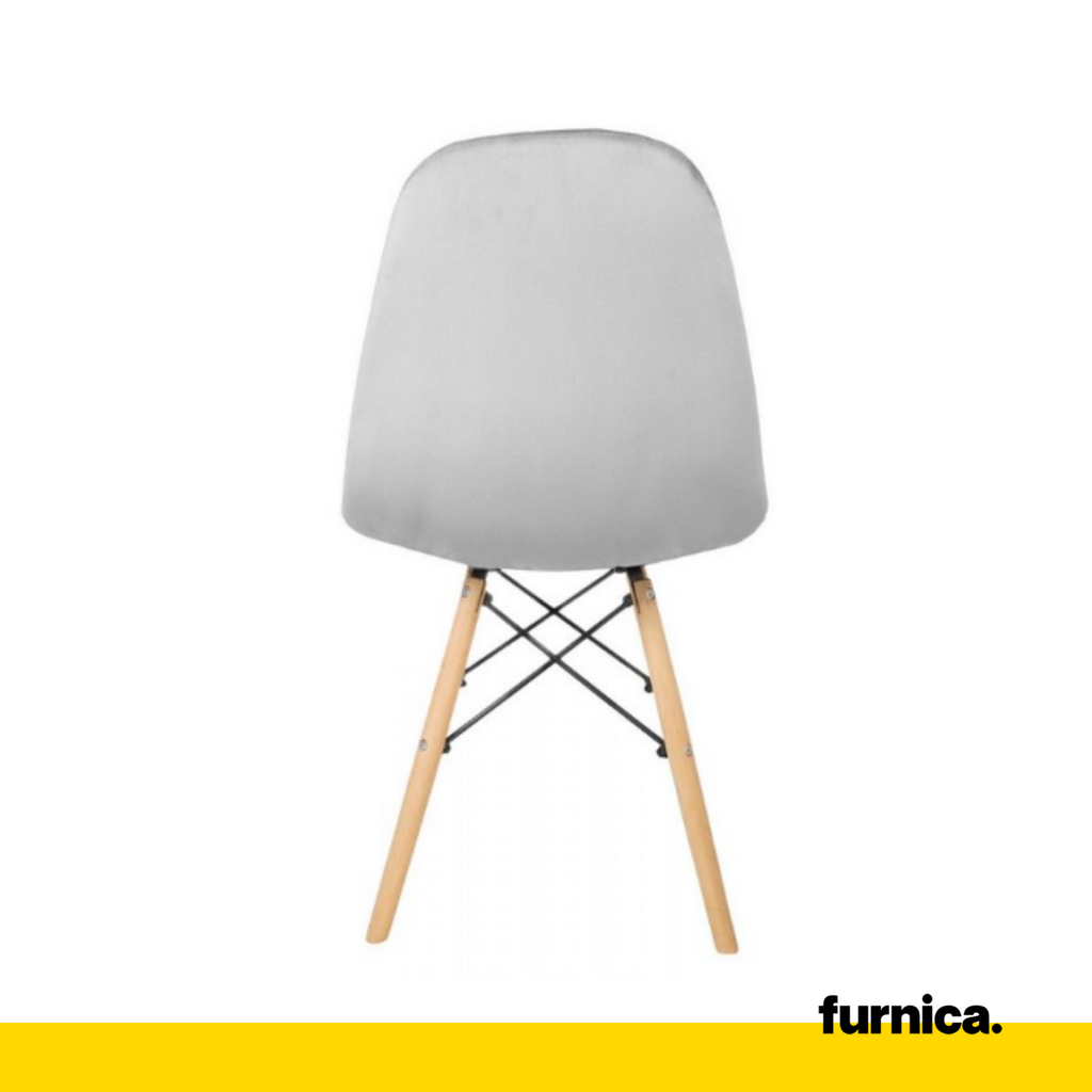 FABRIZIO - Potahovaná židlička do jídelny / kanceláře z plstěného sametu s dřevěnými nohami - světle šedá