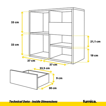 CAMILLE - Skříň s dvěma dveřmi a dvěma šuplíky s funkcí push to open - antracit / bílý lesk H74cm W80cm D36cm (7) – Furnica