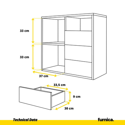 CAMILLE - Skříň s dvířky a 4 zásuvkami s funkcí push to open - antracit / cappuccino lesk H74cm W80cm D36cm (7) – Furnica