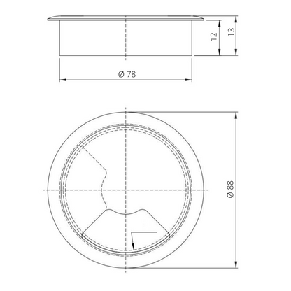 Kovový kabelový gromet s gumovým otvorem - saténový Ø80mm (4) – Furnica