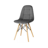 FABRIZIO - Potahovaná židlička do jídelny / kanceláře z plstěného sametu s dřevěnými nohami - tmavě šedá