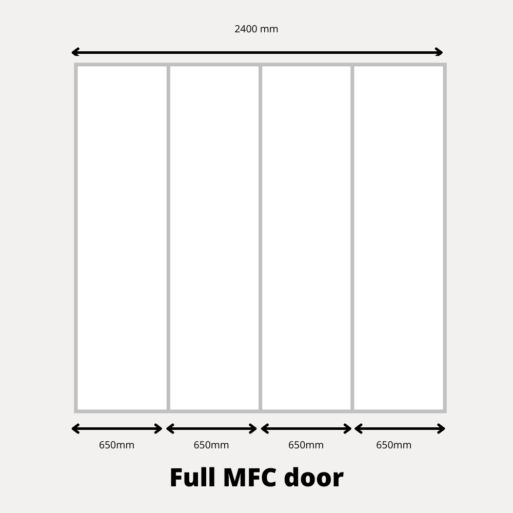 4x Posuvné dveře na šatní skříň - V: až 2750 mm Š: 2400 mm - MFC