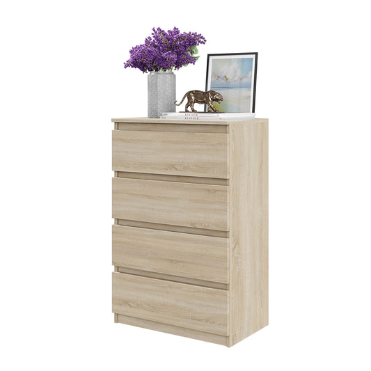 GABRIEL - Komoda se 4 šuplíky - Skříň na oblečení do ložnice - Sonoma dub - Výška 92 cm, šířka 60 cm, hloubka 33 cm.