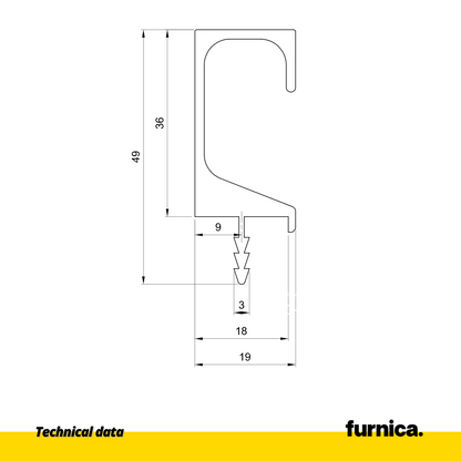 Výklenkový profil T18 / 350 cm - Chrom Anoda (2) – Furnica