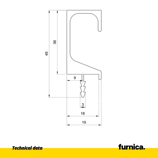Výklenkový profil T18 / 350 cm - Chrom Anoda (2) – Furnica