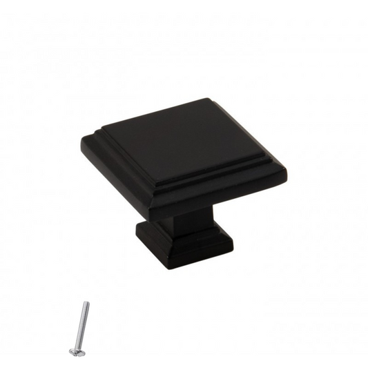 Starý kovový knoflík na skříňku - 31 mm x 31 mm - černý – Furnica