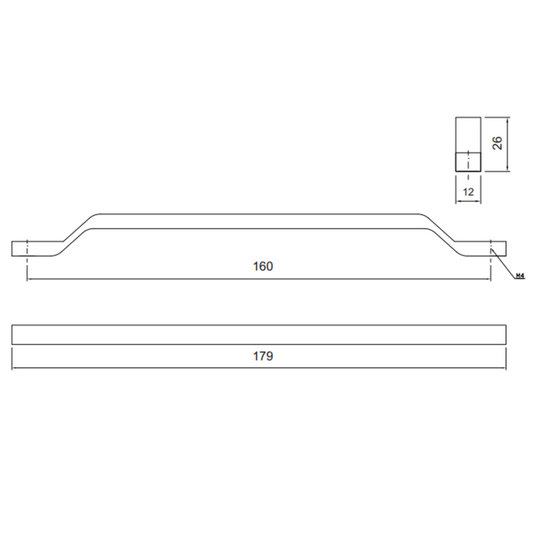Nábytková rukojeť 160mm U085 - chrom (2) – Furnica