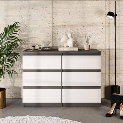 GABRIEL - Komoda se 6 šuplíky - Skříň na oblečení do ložnice - Antracit / Bílá matná - H71cm Š100cm D33cm (3)