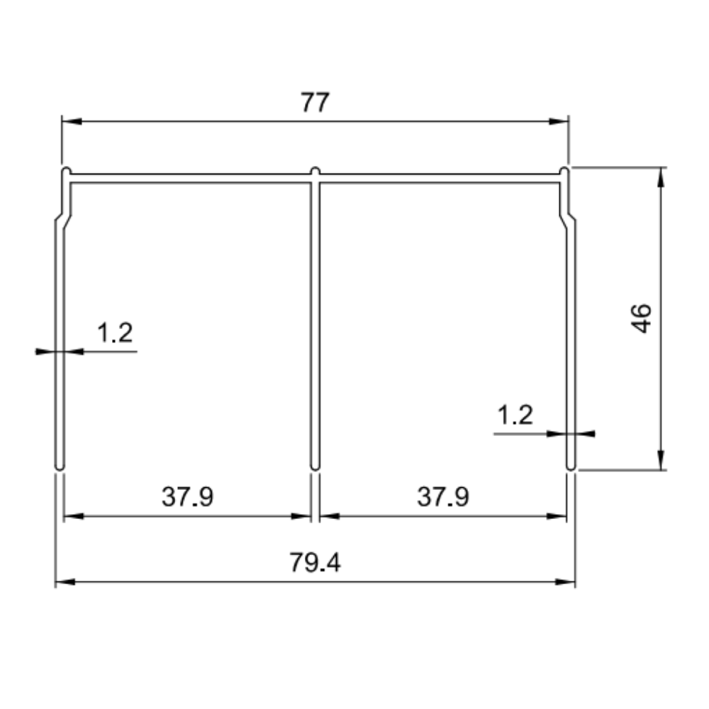 Dvojitá horní hliníková kolejnice 560 cm - stříbrně eloxovaná